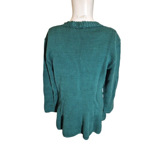 Handmade VTG Art Sweater Pullover Peplum Sweater Enamaled Buttons Green Sz O/S - Picture 6 of 6